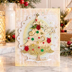 Papertrey Ink Build-A-Whimsical Tree Dies pti-1147 red gold and green ornaments card