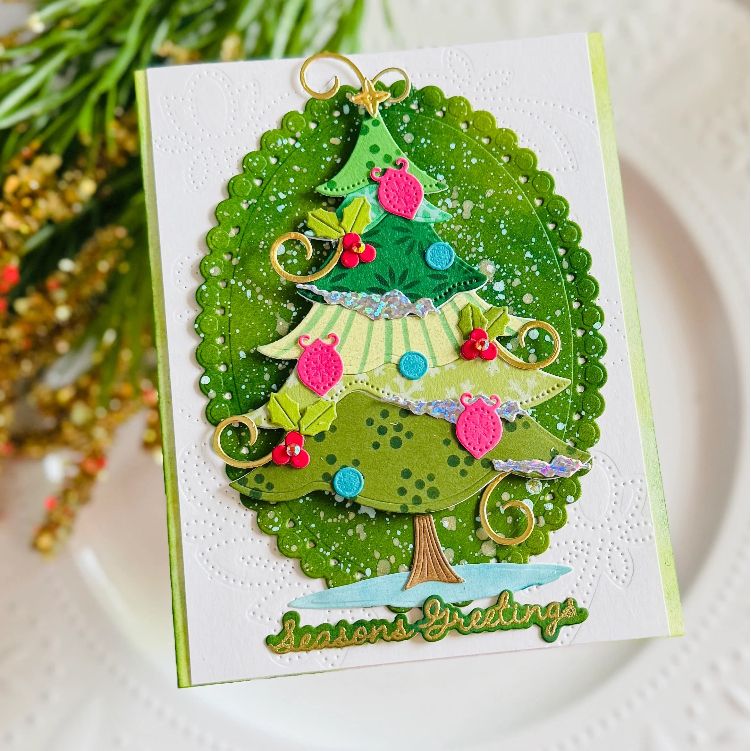 Papertrey Ink Build-A-Whimsical Tree Dies pti-1147 season's greetings card