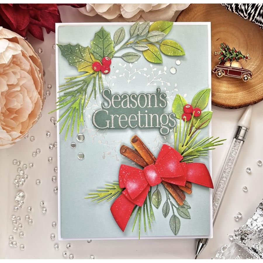 Papertrey Ink Christmas Laurel Hot Foil Plate ptif-0029 cinnamon