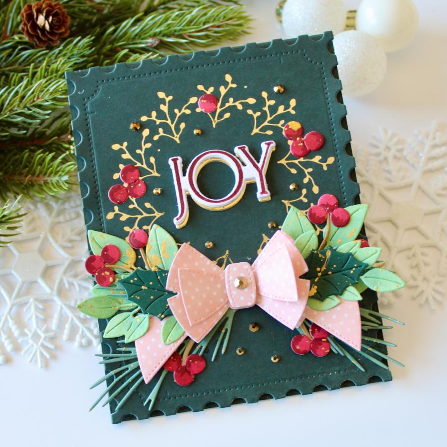 Papertrey Ink Christmas Laurel Hot Foil Plate ptif-0029 pink bow