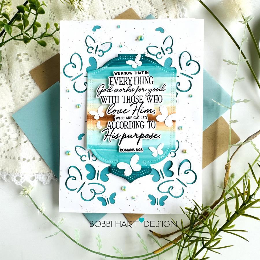 Papertrey Ink Cornered Butterflies Dies pti-0969 blue