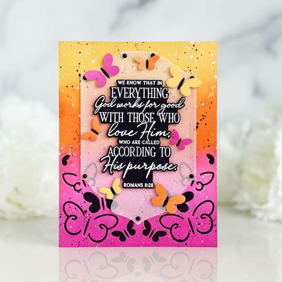 Papertrey Ink Cornered Butterflies Dies pti-0969 ombre