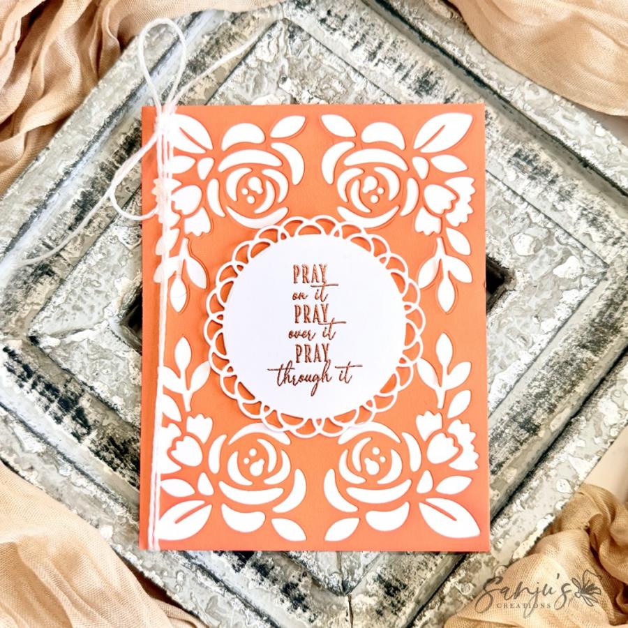 Papertrey Ink Cornered Nature's Blooms Die pti-0898 orange