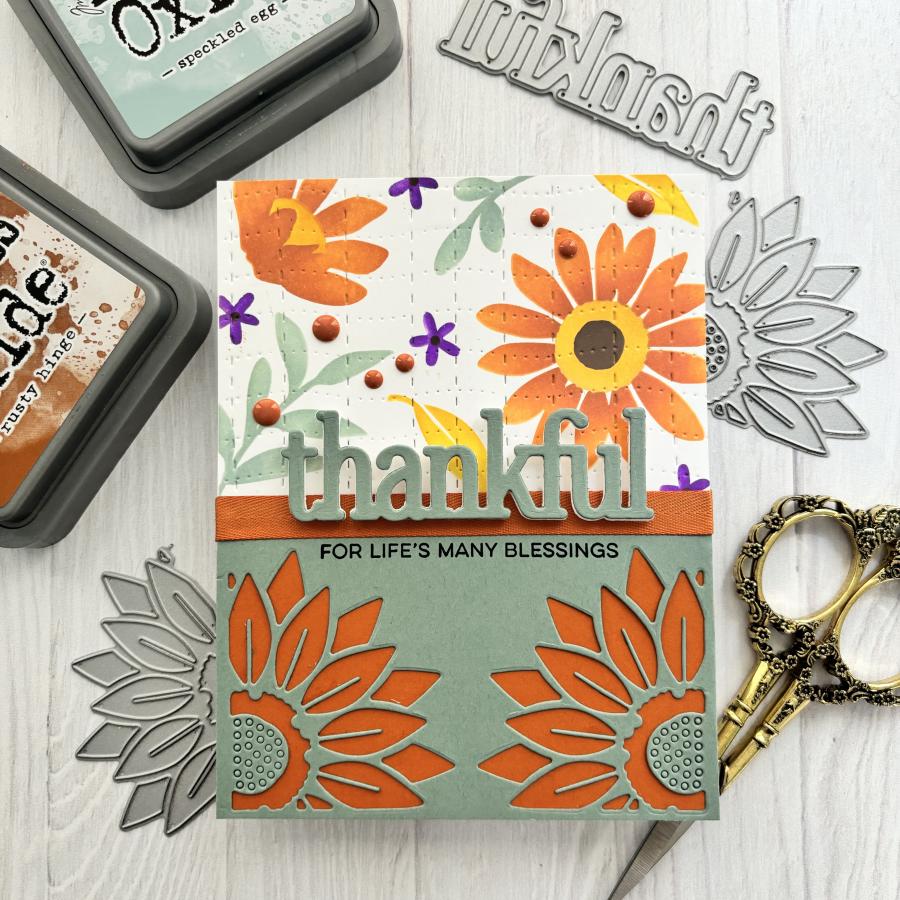 Papertrey Ink Cornered Sunflower Die pti-0844 thankful