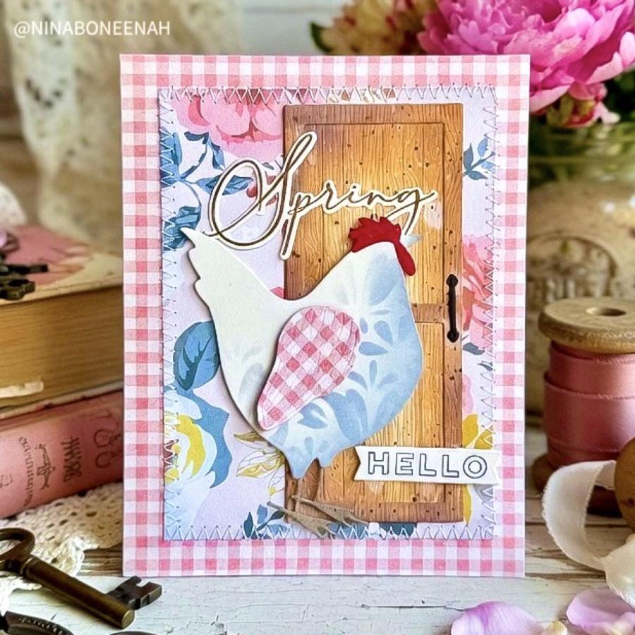 Papertrey Ink Country Rooster Dies pti-1075 wooden door