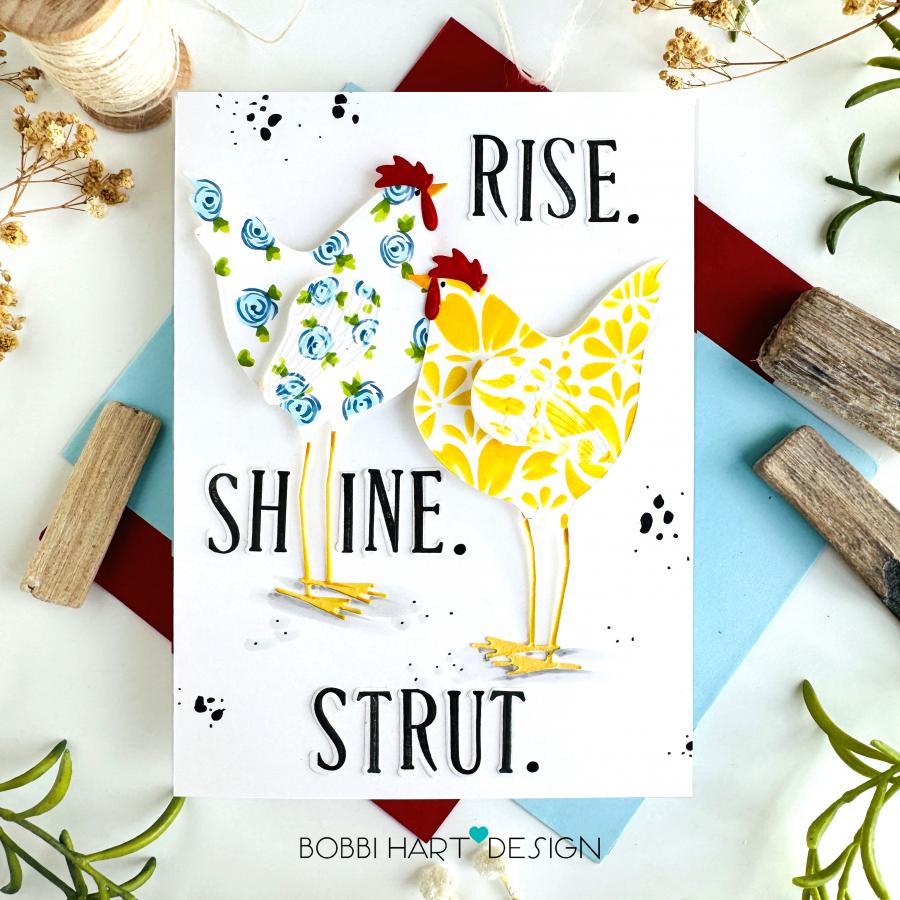 Papertrey Ink Country Rooster Stencils - 0101 blue flowers