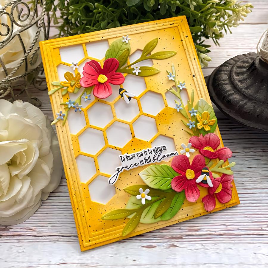 Papertrey Ink Cover Plate Honeycomb Die pti-0976 bees