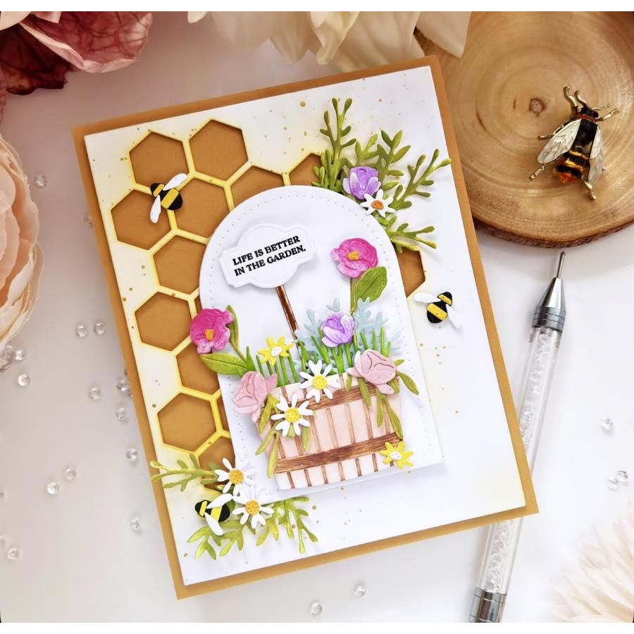Papertrey Ink Cover Plate Honeycomb Die pti-0976 flowers