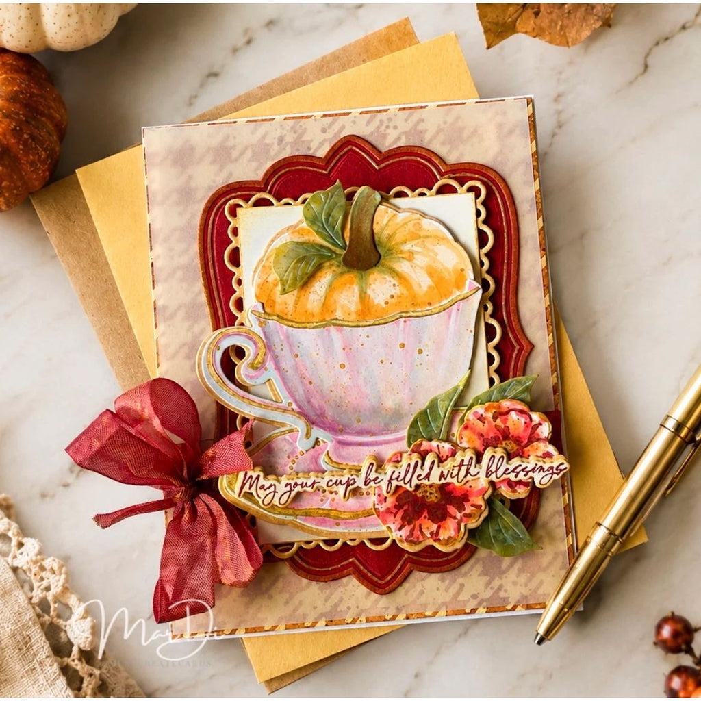 Papertrey Ink Cup of Blessings Clear Stamp and Die Set lots of blessings card
