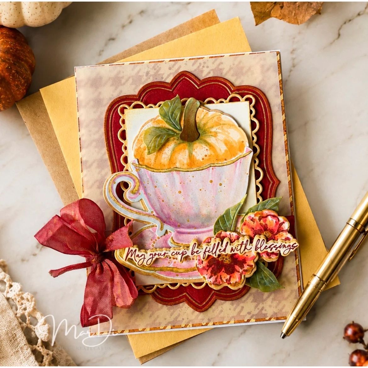Papertrey Ink Cup of Blessings Clear Stamp and Die Set lots of blessings card