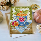 Papertrey Ink Cup of Blessings Dies pti-1129 pretty flowers blue cup card