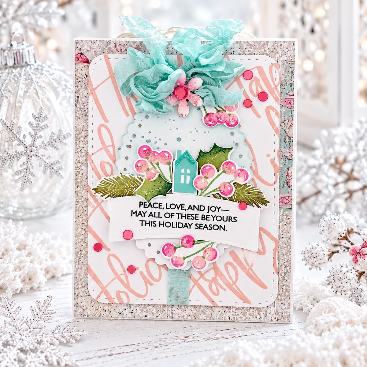 Papertrey Ink Cup of Christmas Dies pti-1140 peace love and joy card