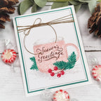 Papertrey Ink Cup of Christmas Dies pti-1140 season's greetings pink cup card