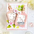 Papertrey Ink Destination Sentiments Clear Stamp and Die Set adventure awaits shaker card