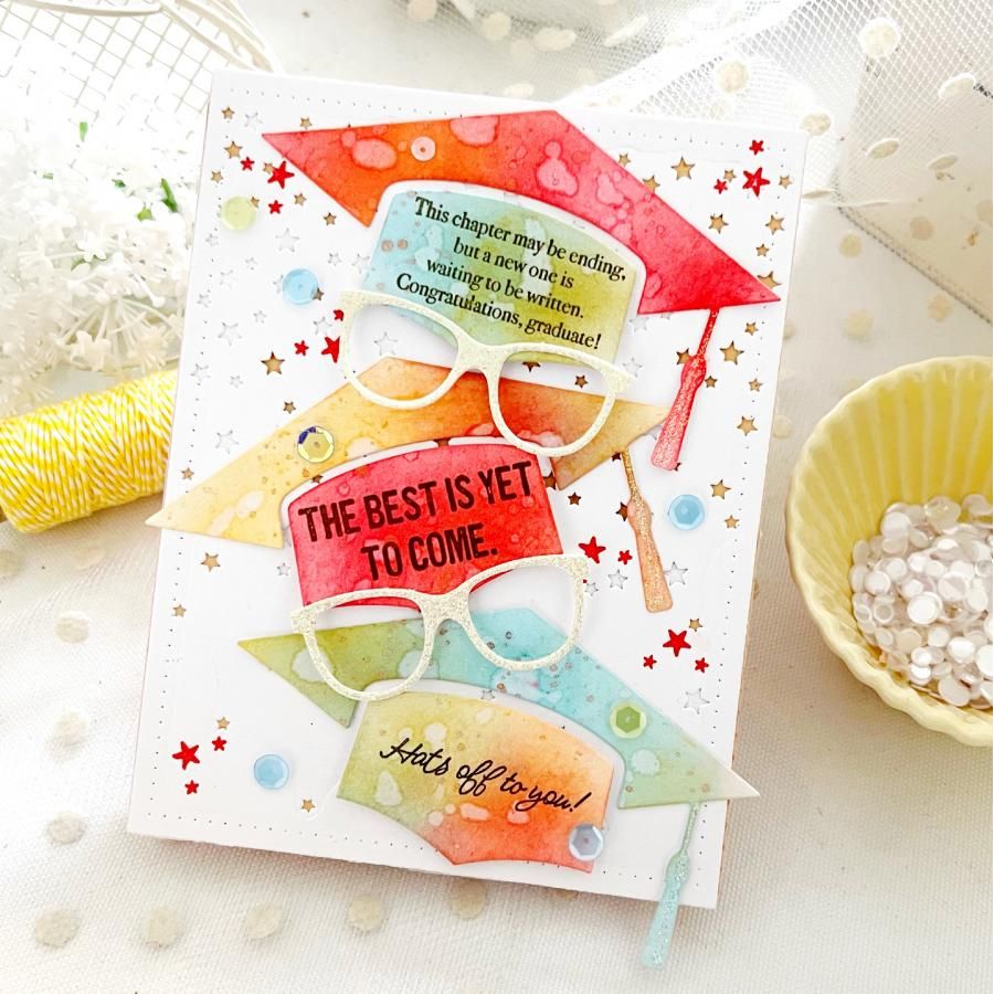Papertrey Ink Elegant Edges Graduation Dies pti-0933 glasses