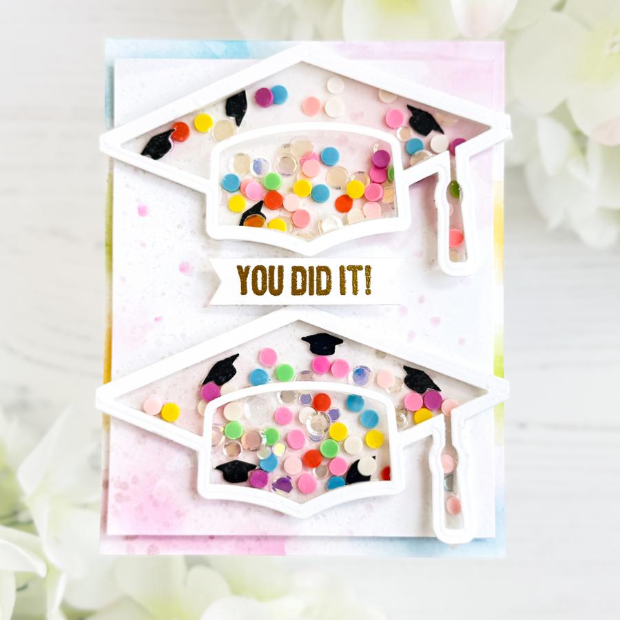 Papertrey Ink Elegant Edges Graduation Dies pti-0933 shaker card
