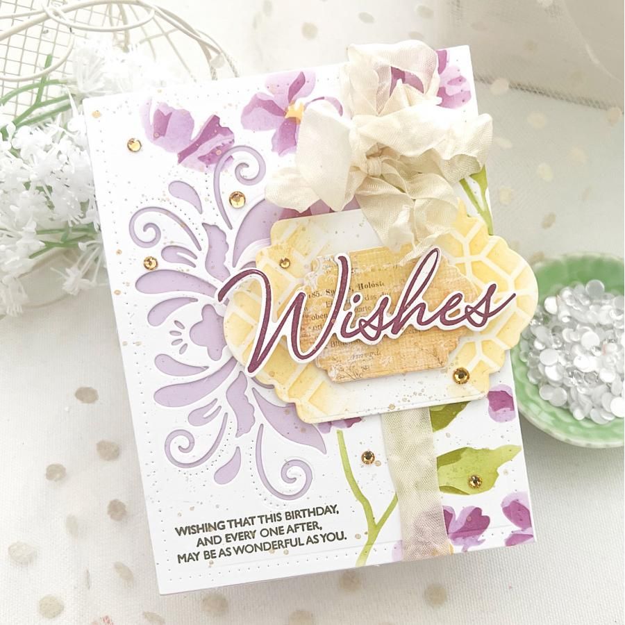 Papertrey Ink Elegant Edges In Full Bloom Dies pti-0978 wishes