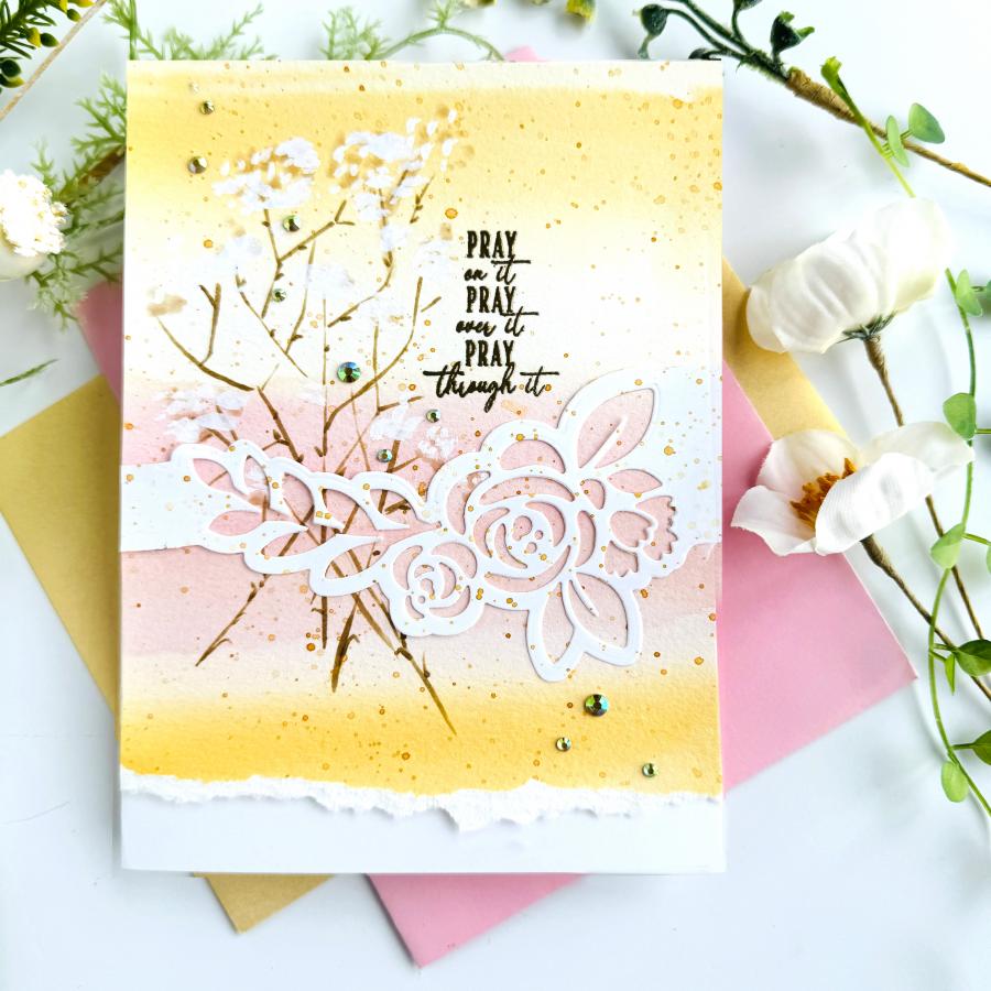 Papertrey Ink Elegant Edges Nature's Blooms Dies pti-0897 pray on it