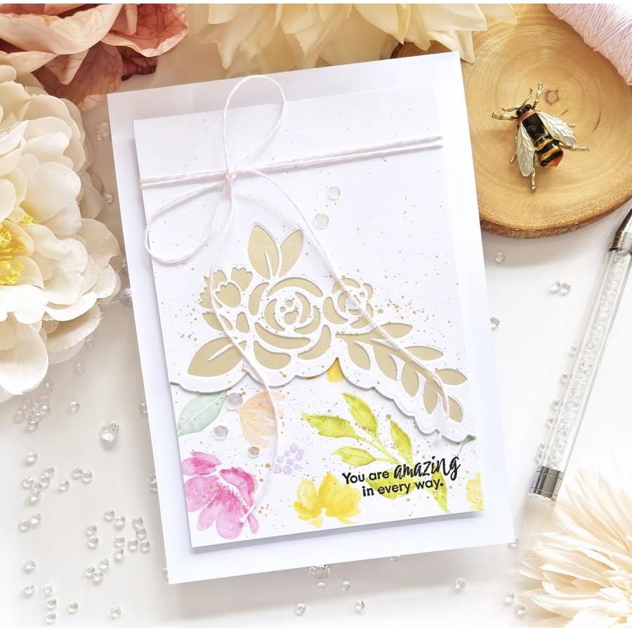 Papertrey Ink Elegant Edges Nature's Blooms Dies pti-0897 roses