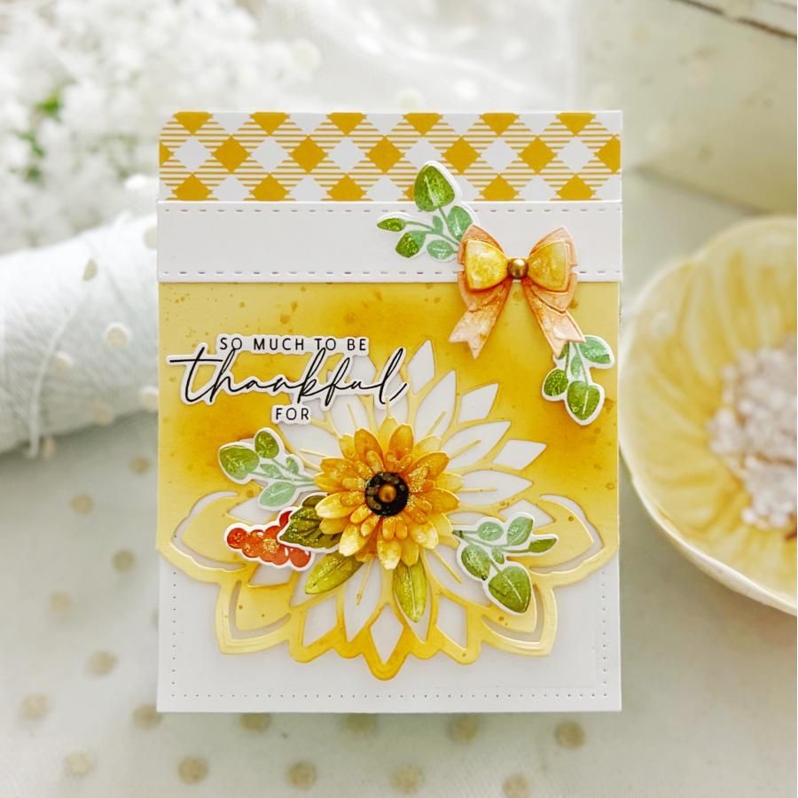 Papertrey Ink Elegant Edges Sunflower Dies pti-0843 yellow