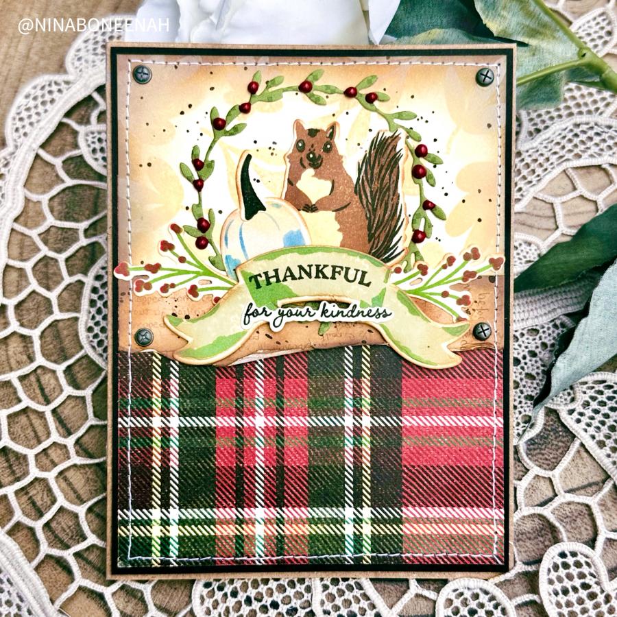 Papertrey Ink Fall Blessings Clear Stamps 1657 plaid