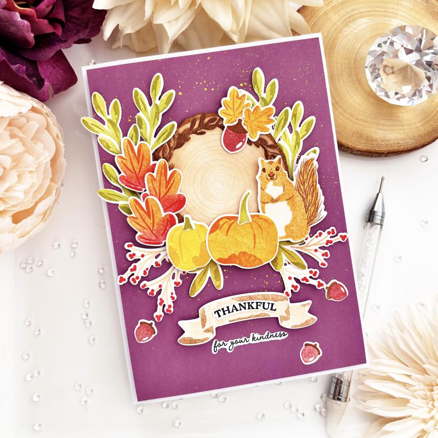 Papertrey Ink Fall Blessings Dies pti-0980 squirrel