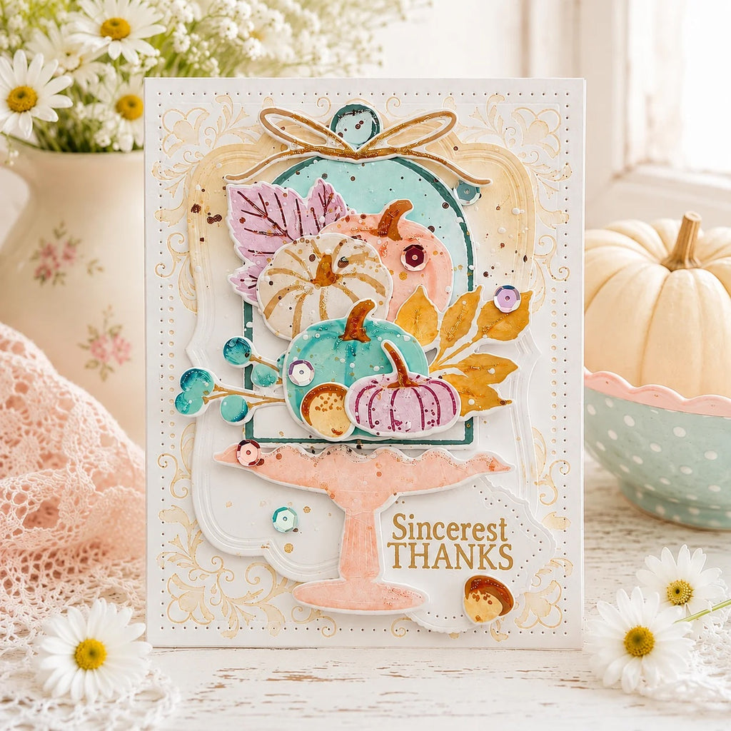 Papertrey Ink Fall Cloche Clear Stamp and Die Set sincerest thanks card