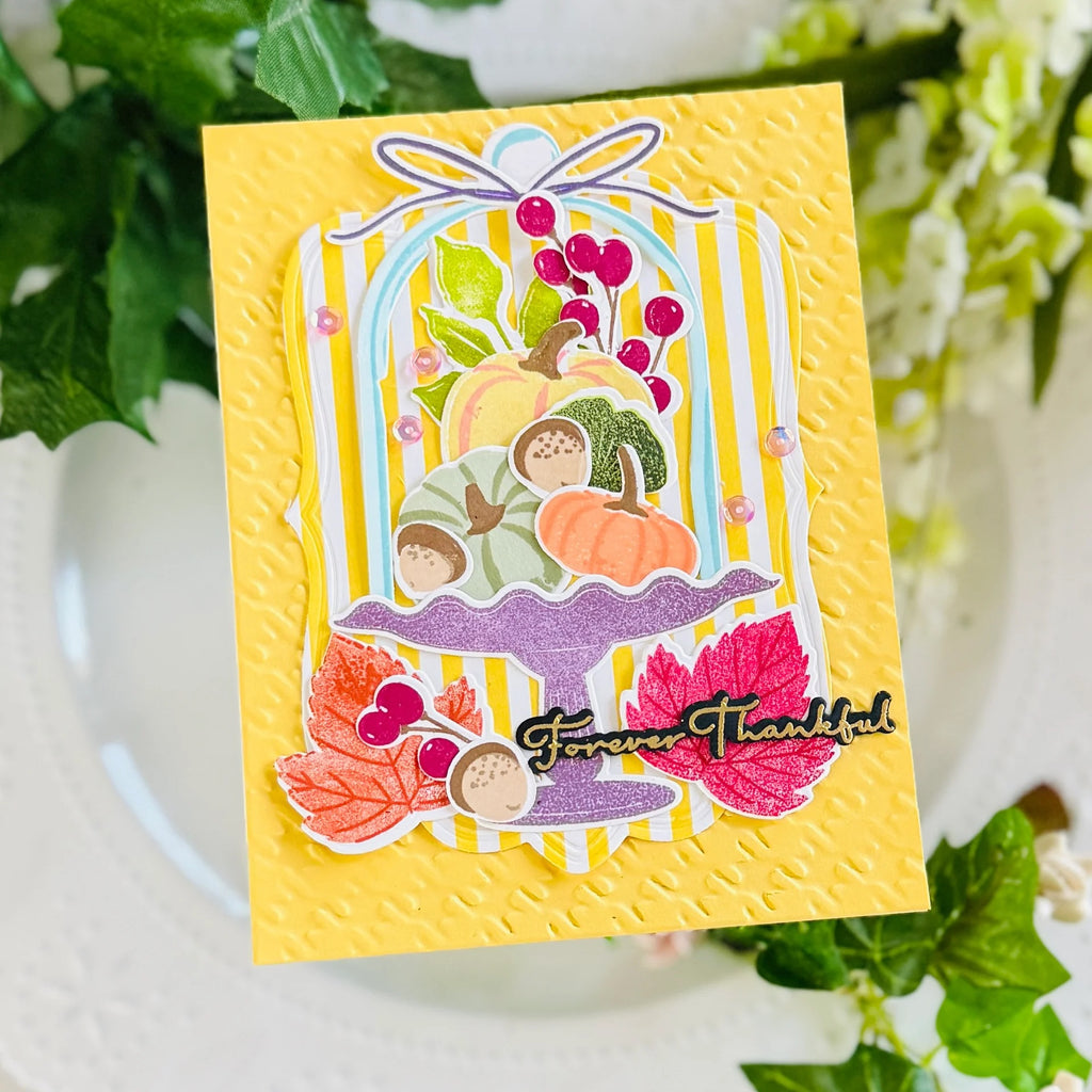 Papertrey Ink Fall Cloche Dies pti-1130 bright yellow background card