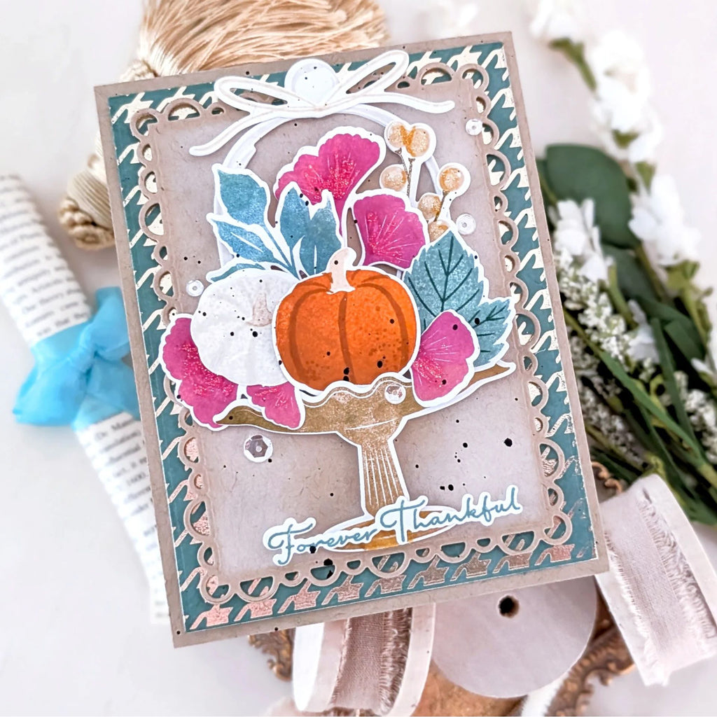 Papertrey Ink Fall Cloche Dies pti-1130 houndstooth background card