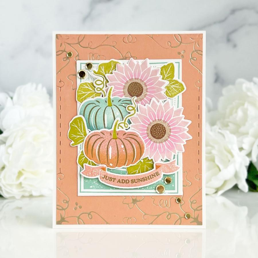 Papertrey Ink Fall Harvest Clear Stamps 1597 pink flowers