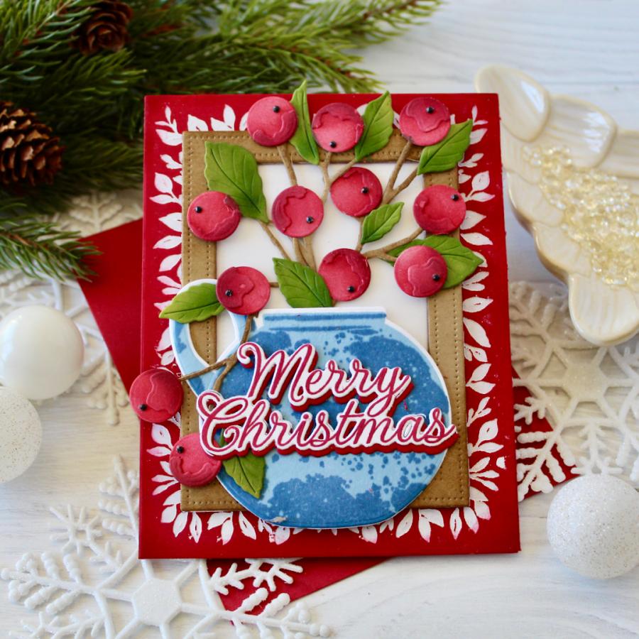 Papertrey Ink Farmhouse Vase Clear Stamp and Die Set berries