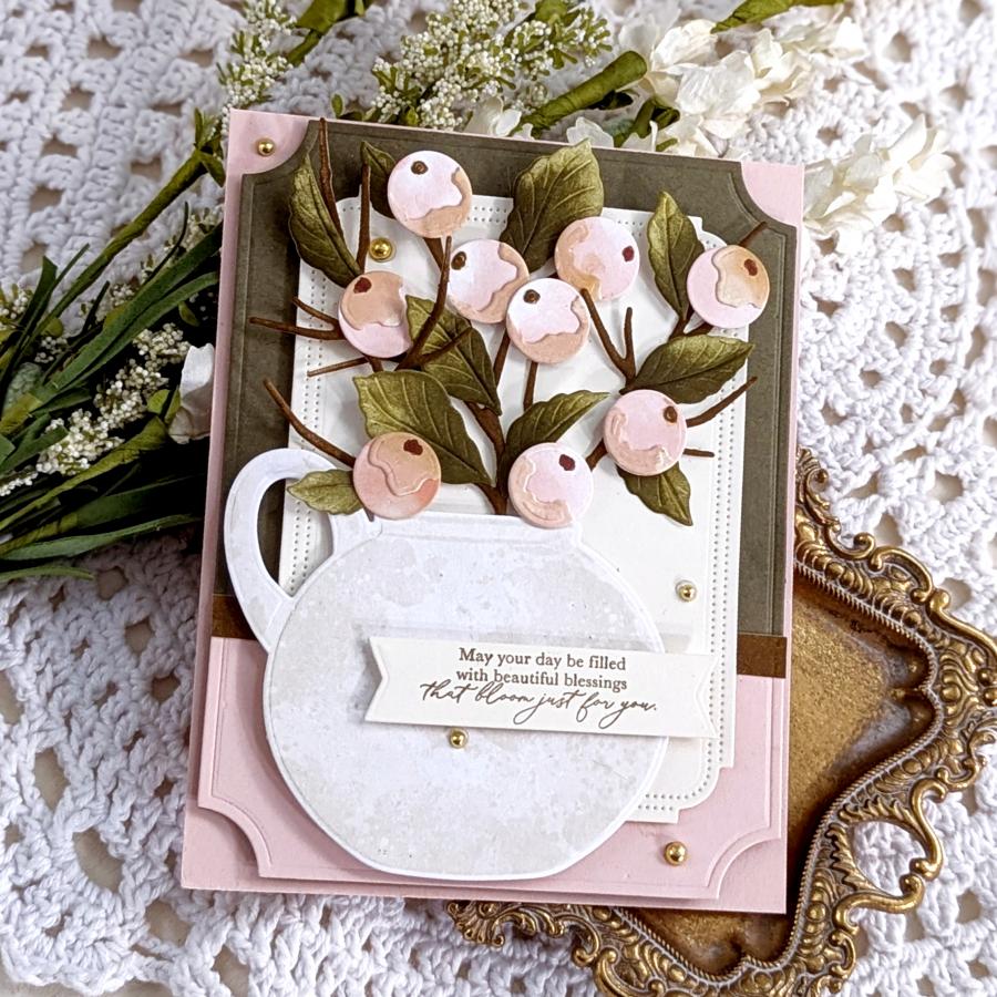 Papertrey Ink Farmhouse Vase Clear Stamps 1672 pink berries