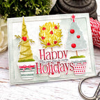Papertrey Ink Festive Roots Clear Stamp and Die Set happy holidays