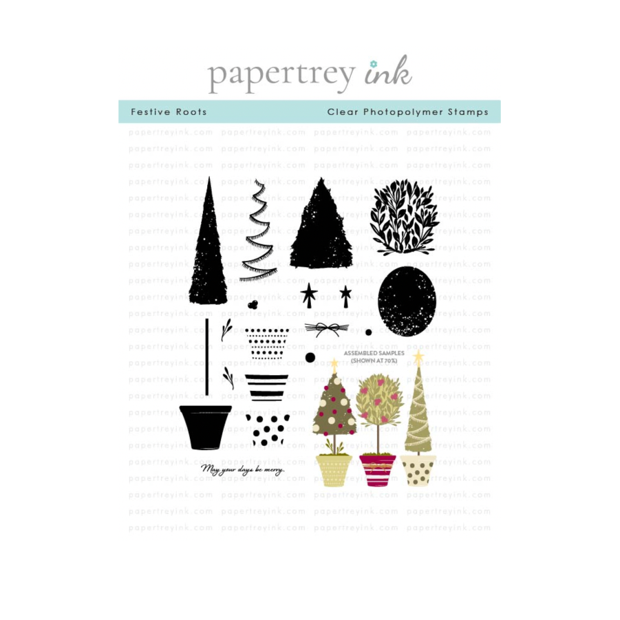 Papertrey Ink Festive Roots Clear Stamp and Die Set image 1