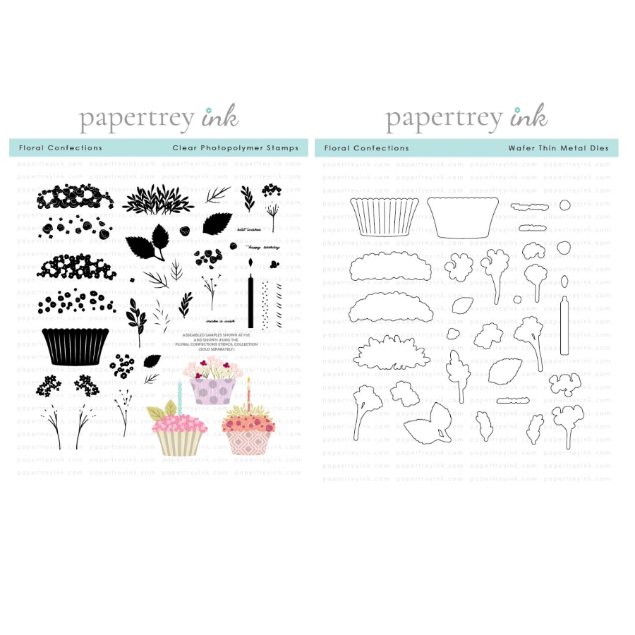 Papertrey Ink Floral Confections Clear Stamp and Die Set