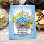 Papertrey Ink Floral Confections Clear Stamp and Die Set blue cupcake