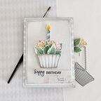 Papertrey Ink Floral Confections Clear Stamp and Die Set gray stripes
