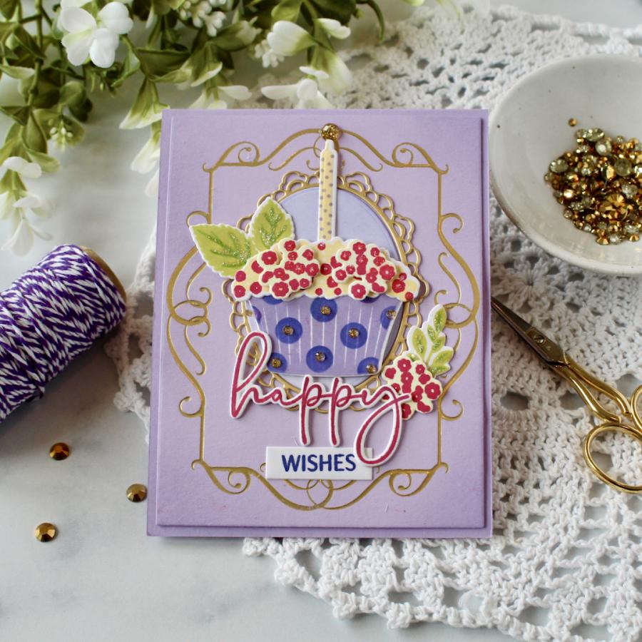 Papertrey Ink Floral Confections Clear Stamps 1687 purple background