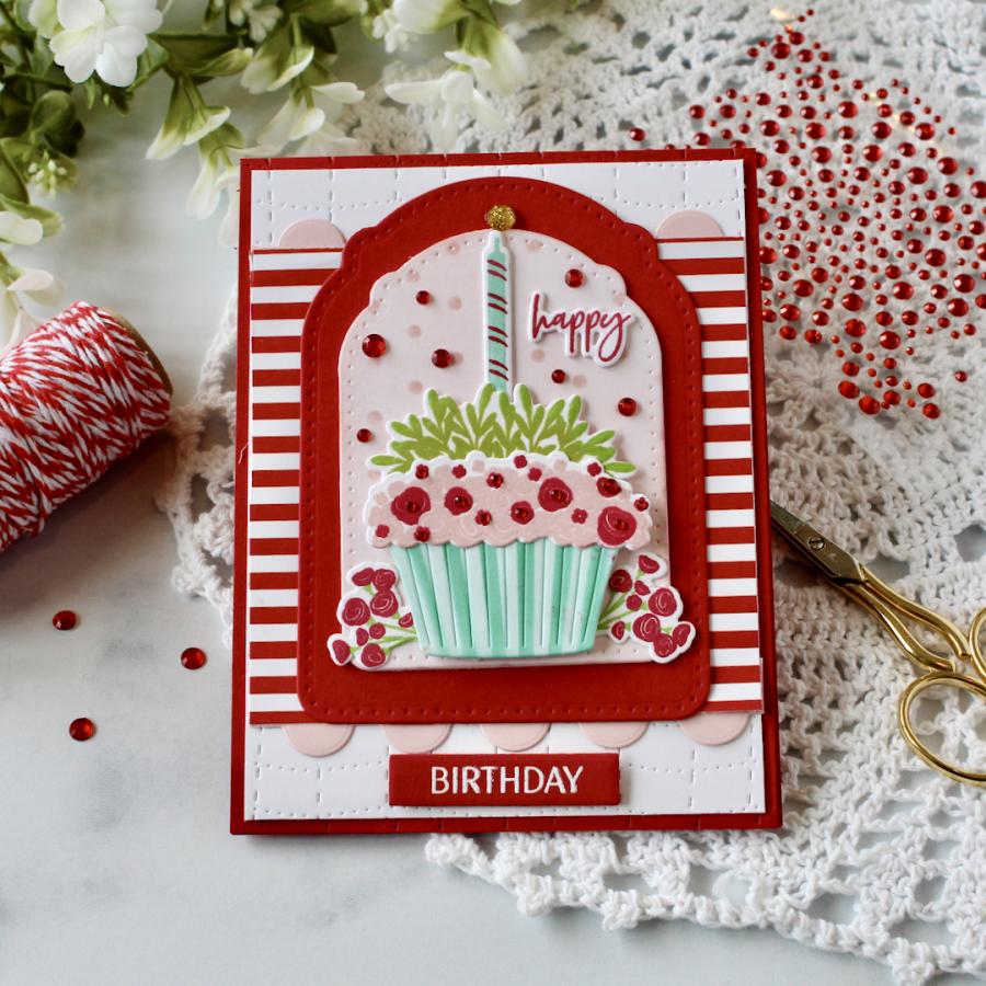 Papertrey Ink Floral Confections Stencils-0099 red stripes
