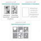 Papertrey Ink Framed In Flowers Christmas Clear Stamp Die and Stencil Set
