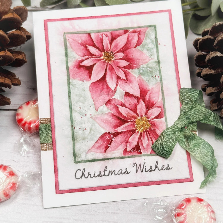 Papertrey Ink Framed In Flowers Christmas Clear Stamp Die and Stencil Set christmas wishes card