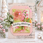 Papertrey Ink Framed In Flowers Christmas Clear Stamp Die and Stencil Set holiday blessings card