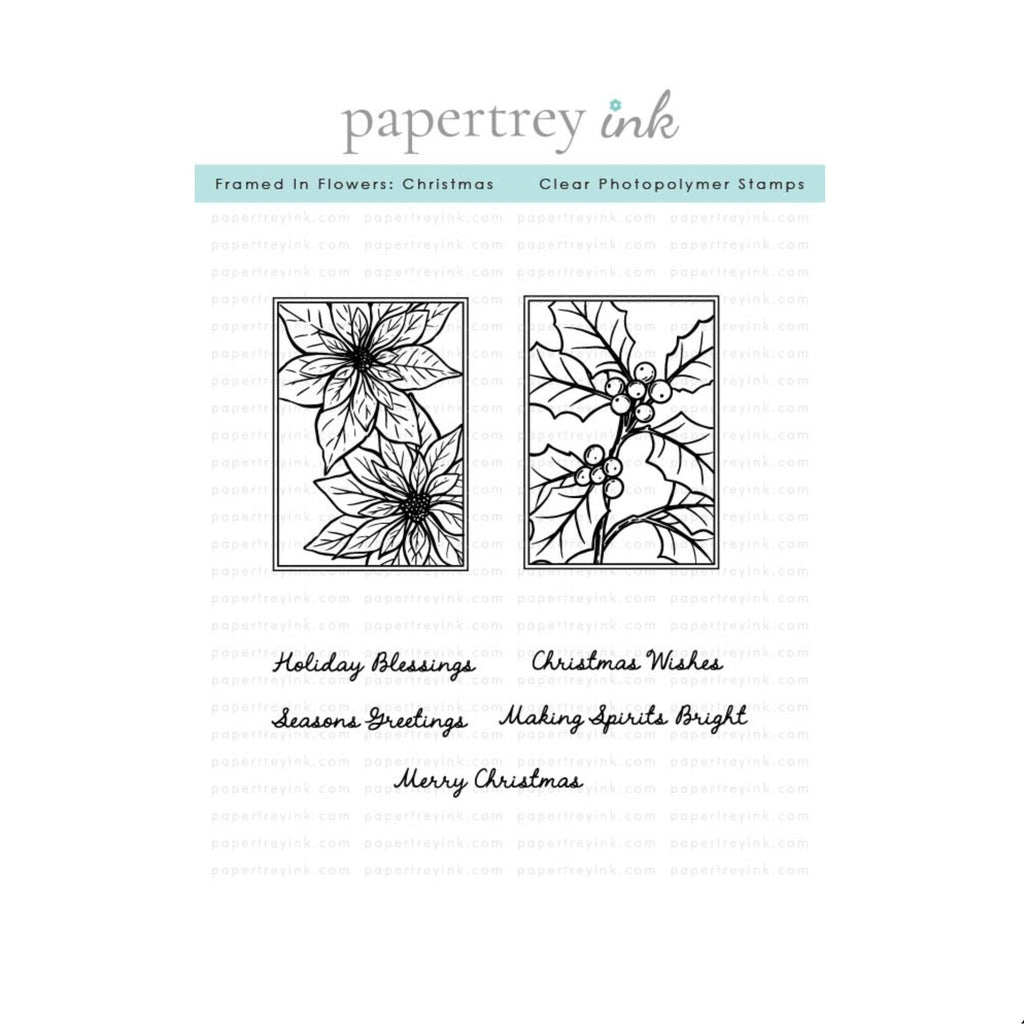 Papertrey Ink Framed In Flowers Christmas Clear Stamp Die and Stencil Set product image 1