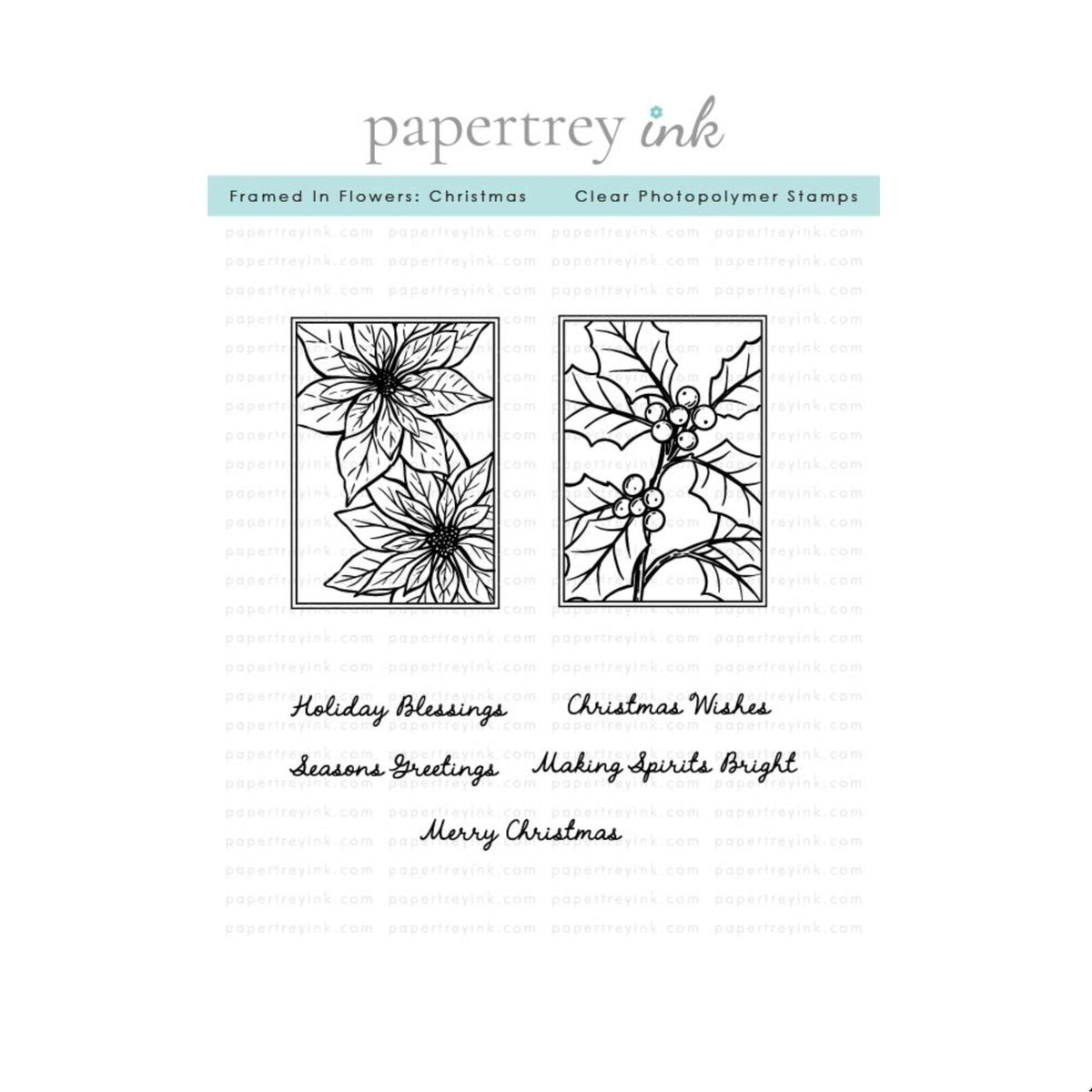 Papertrey Ink Framed In Flowers Christmas Clear Stamp Die and Stencil Set product image 1
