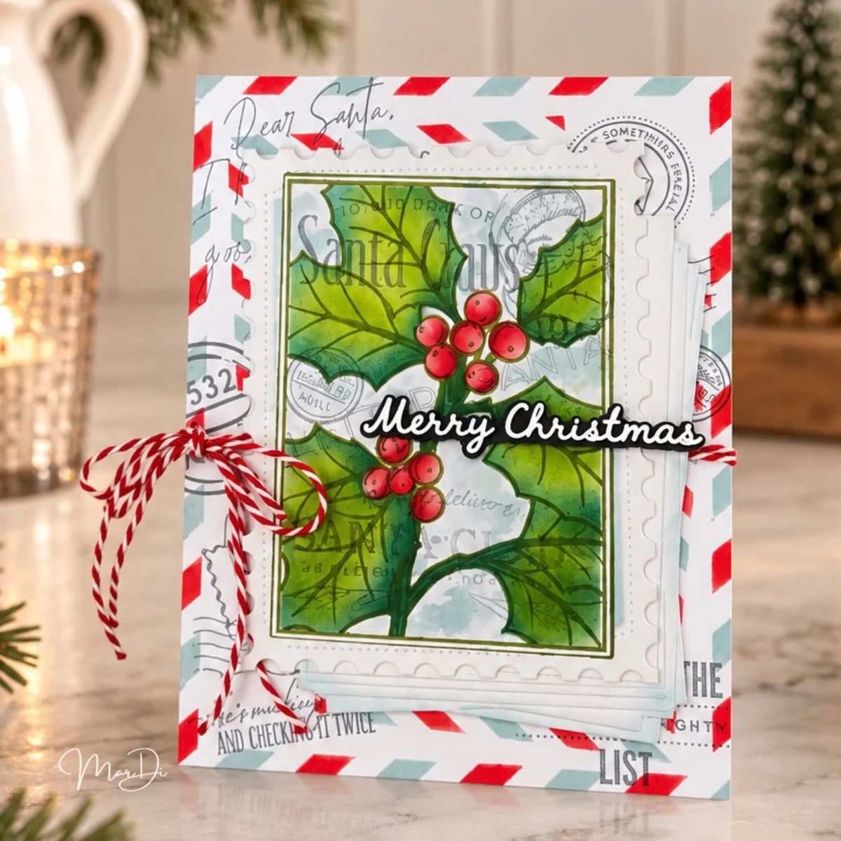 Papertrey Ink Framed In Flowers Christmas Clear Stamps 1731 dear santa card