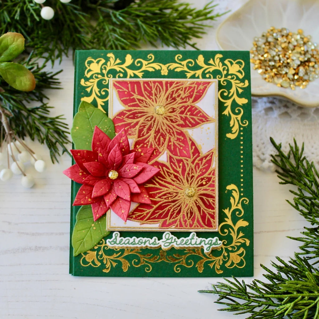 Papertrey Ink Framed In Flowers Christmas Stencils-0115 season's greetings card