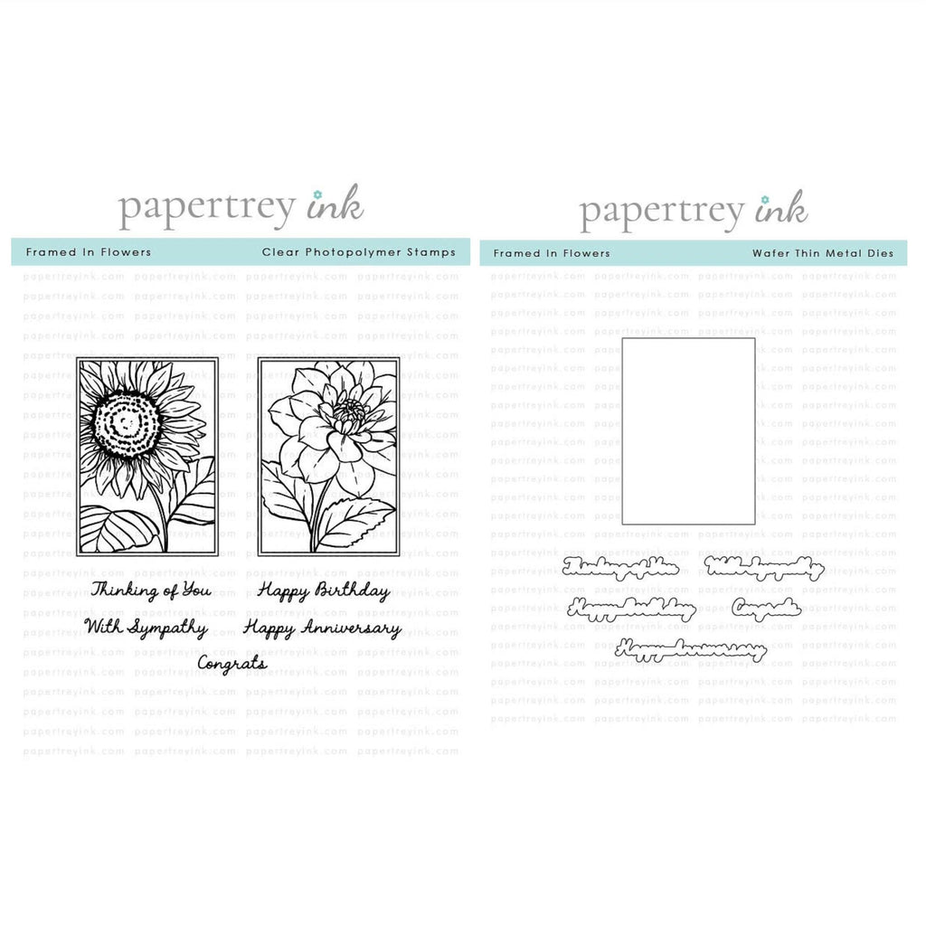 Papertrey Ink Framed In Flowers Clear Stamp and Die Set