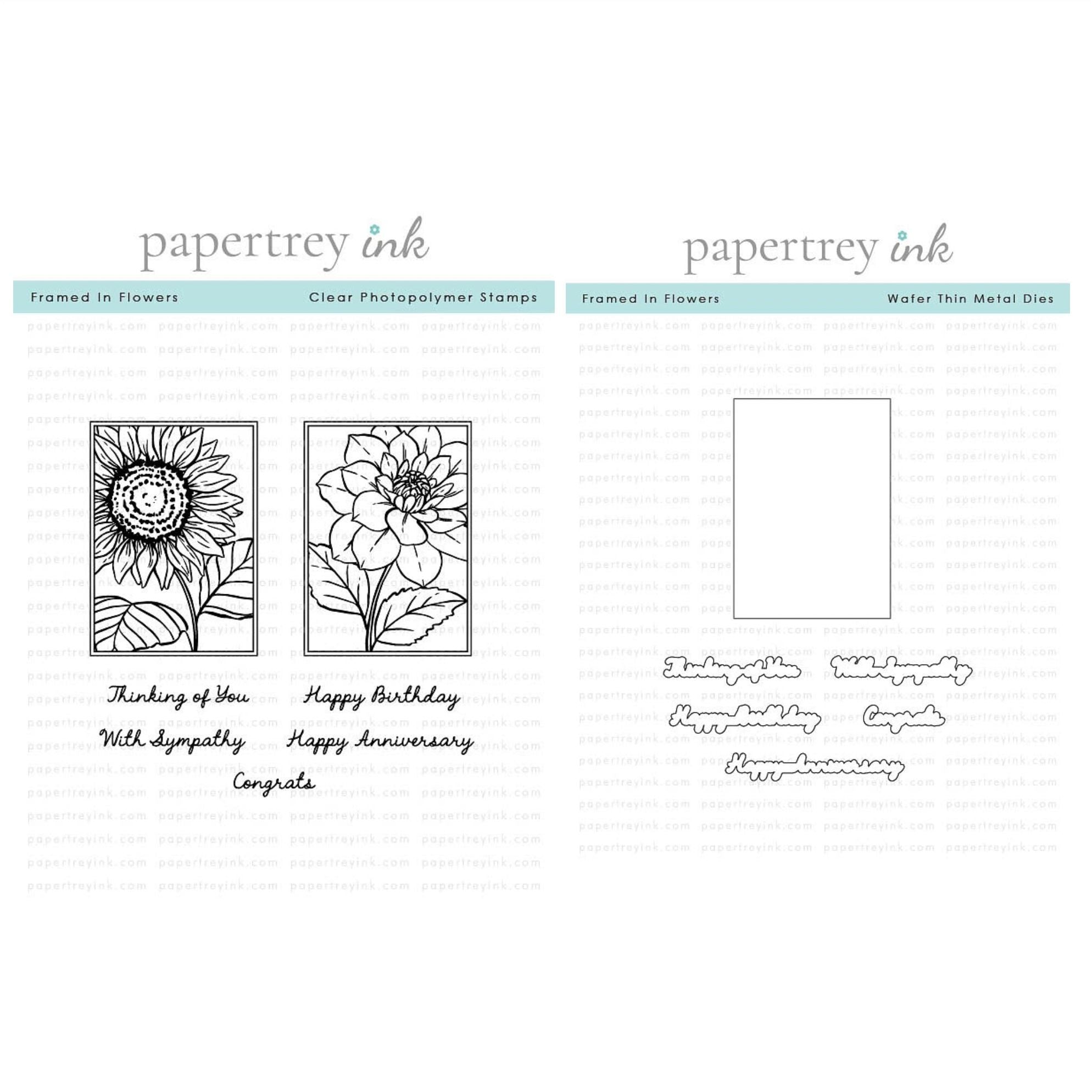 Papertrey Ink Framed In Flowers Clear Stamp and Die Set