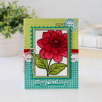 Papertrey Ink Framed In Flowers Clear Stamp and Die Set happy birthday card