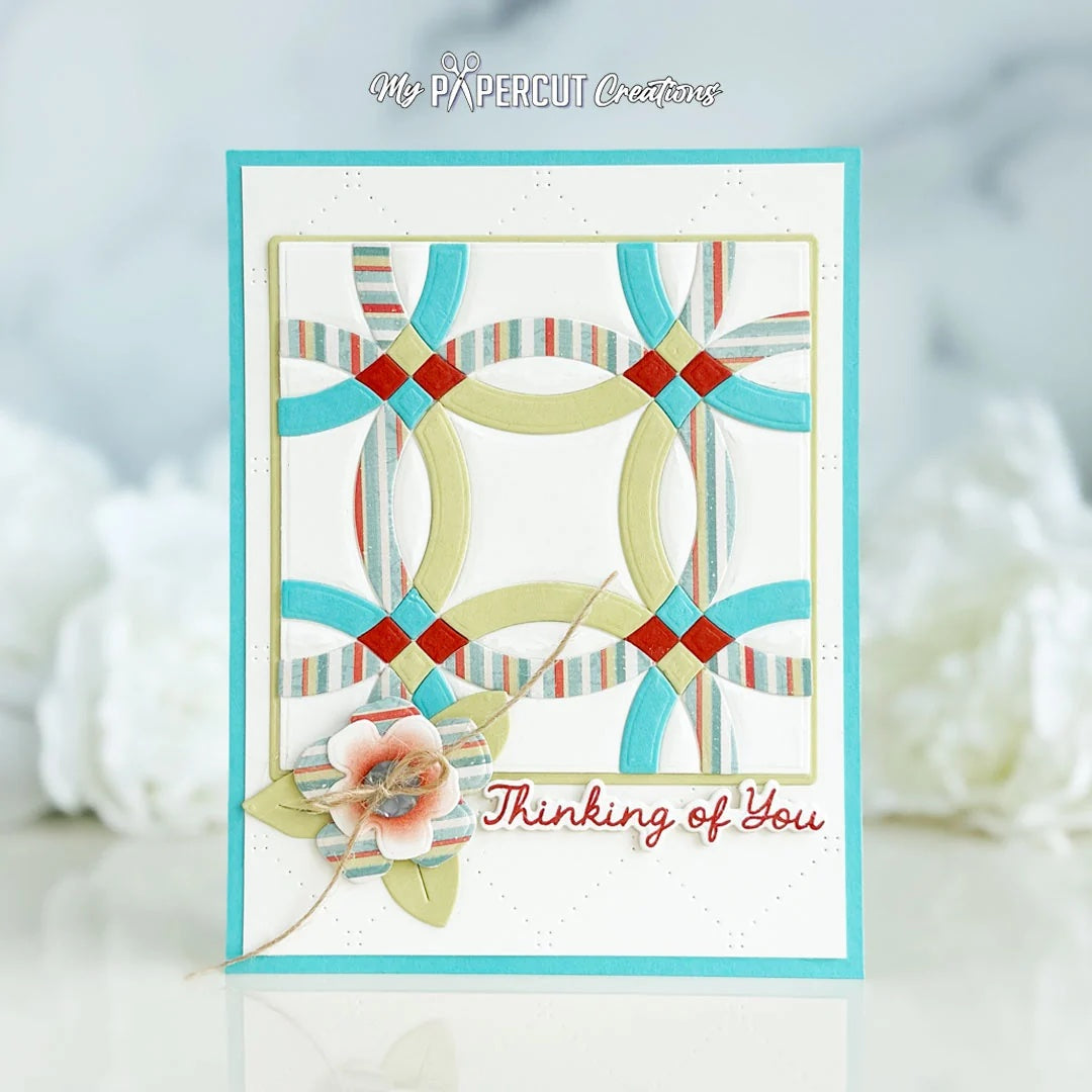 Papertrey Ink Framed In Flowers Clear Stamp and Die Set quilted card